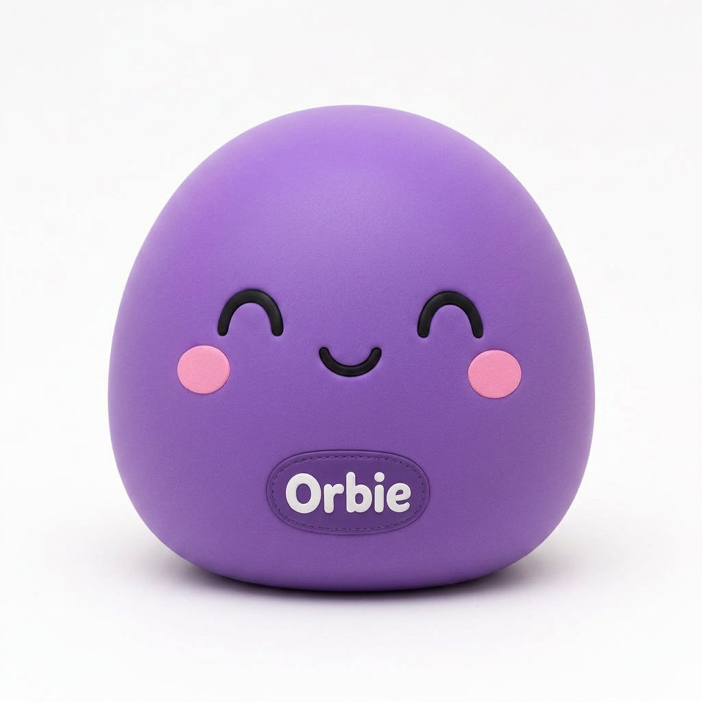 Orbie, the original glossy purple Squish E'm blob